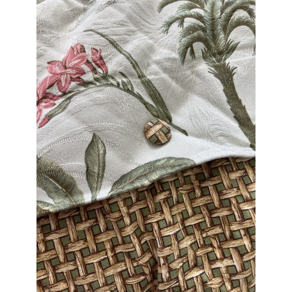 Rare! Vintage Waverly Palms Bamboo Twin Size Comforter Knitted Rim Clean EUC